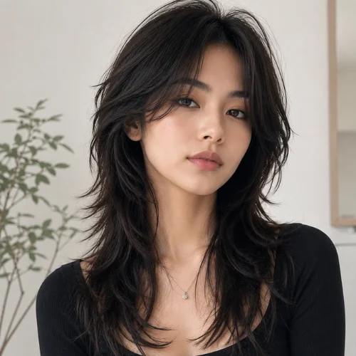 wolf cut asian women