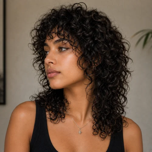 Baby wolf cut with curly hair and layered curls