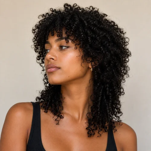 Coily wolf cut with voluminous layered curls