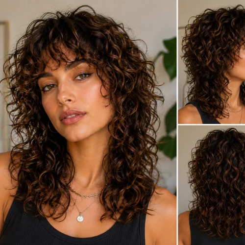 Curly Wolf Cut with Choppy Layers