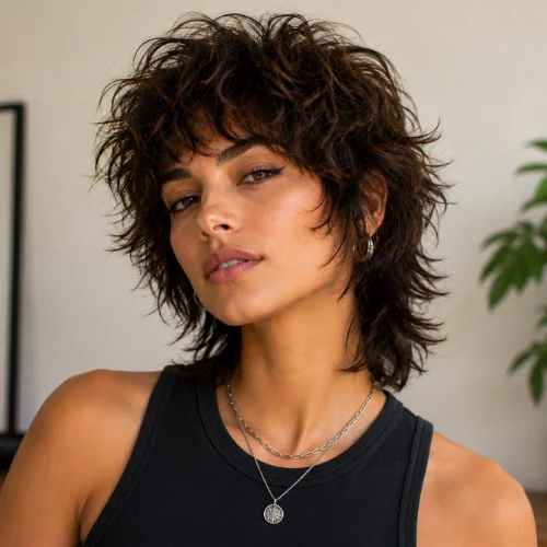 Voluminous Wolf Crop with Textured Layers