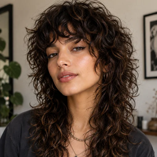 Wavy Curly Wolf Cut with Textured Layers