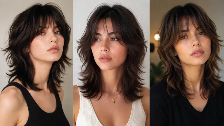 Wolf cut hairstyle with layered hair