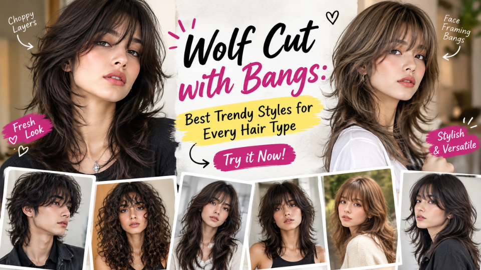 Wolf cut with bangs styles for every hair type