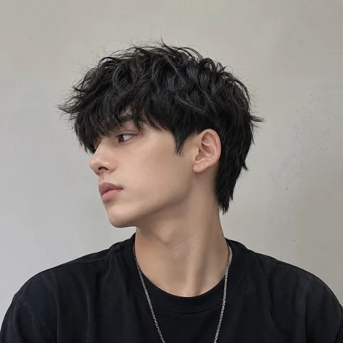 Male wolf cut hair short aesthetic