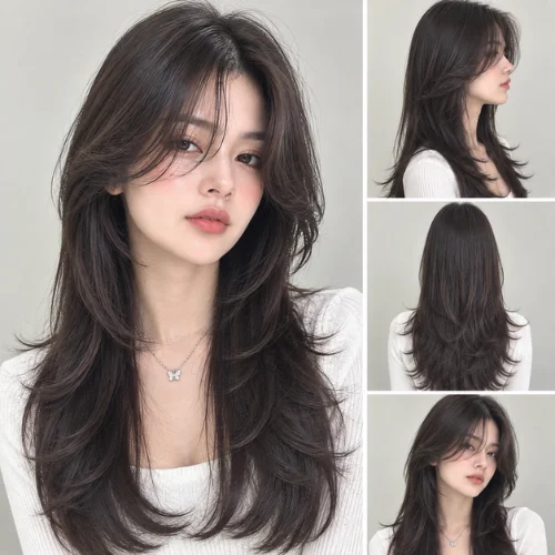 Butterfly Haircut Curtain Bangs Wolf Cut Long Hair Straight