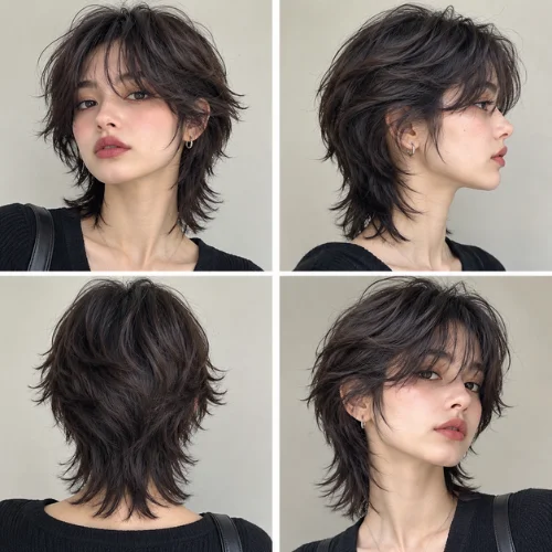 Mullet wolf cut hair short aesthetic with choppy layered hair